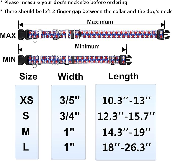 Reflective Martingale Dog Collar with Buckle Soft Nylon Geometric Patterns Pet Collars for Medium Dogs (Argyle, M)