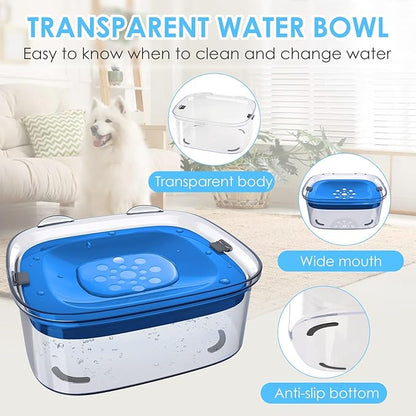 AONKEY 3L Dog Water Bowl No Spill, 101oz Large Spill Proof Dog Bowl Reduce Refill, Anti Splash No Mess Dispenser Dripless Slow Drinking Water Bowl for Sloppy Messy Drinkers (Navy Blue)