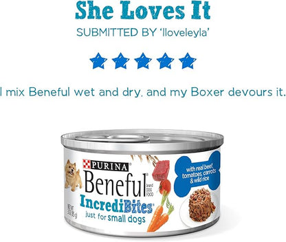Beneful Purina Small Breed Wet Dog Food with Gravy, IncrediBites with Real Beef - (16 Packs of 3) 3 oz. Cans