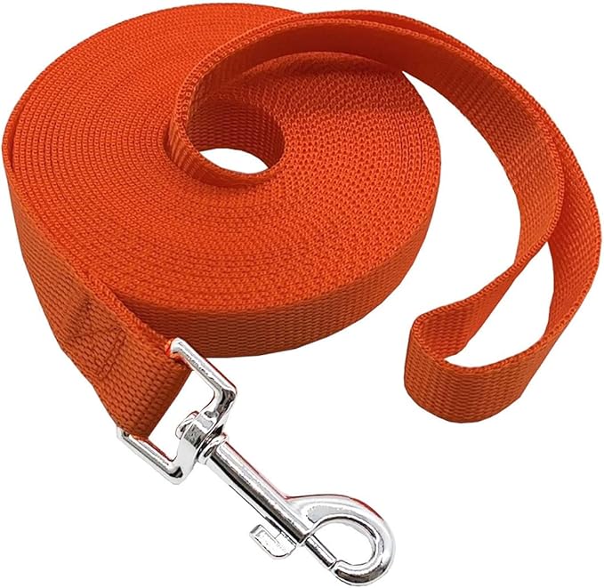 Nylon Training Dog Leash for Small Medium Large Dogs, 15ft 20ft 30ft 50ft Long Leash Dog/Puppy Lead for Obedience Recall Training, Camping (50ft, Orange)