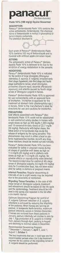 (3 Pack) PANACUR Dewormer Horse Paste 10%, 100mg Each
