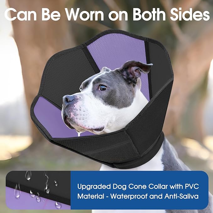 Cone for Dogs, Soft Dog Cone for Medium Large Dogs, Dog Cones Collar After Surgery to Stop Licking, Adjustable Pet Cones Alternative with Double-Layer Design, Black L