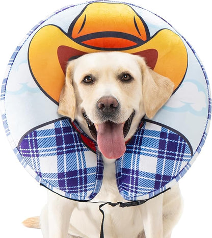 Avont Inflatable Dog Cone Collar After Surgery, Soft Dog Donut Collar to Stop Licking, E Collar Cone Alternative for Small Medium Large Dogs -Cowboy(XL)