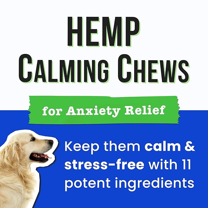 Advanced Hemp Calming Chews for Dogs - Dog Calming Chews - 120 Anxiety Relief Treats - Hemp Oil - Dog Calming Treats - Sleep Calming Aid - Calming Hemp Treats for Joint Health