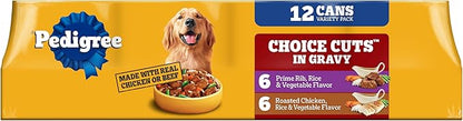Pedigree Wet Dog Food, Choice Cuts Adult Canned Dog Food Variety Pack, 13.2 oz. Cans, 12 Count