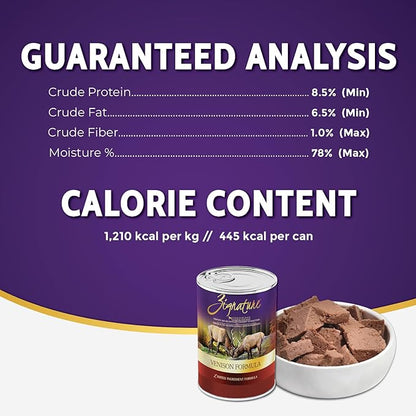 Zignature Venison Limited Ingredient Formula Wet Dog Food 13oz, case of 12