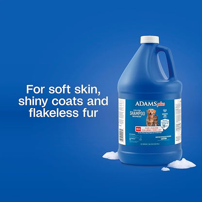ADAMS Plus Flea & Tick Shampoo with Precor for Dogs, Cats, Puppies & Kittens, Flea Shampoo to Treat Flea Infestations, Kills Ticks, Fleas, Flea Eggs & Lice, Cleans and Conditions Coat, 1 Gallon