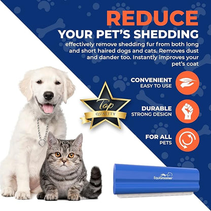 EasyGroomer Deshedding Brush for Dogs & Cats – Undercoat Grooming Tool for Short & Long Hair, Removes Loose Fur & Dirt, Reduces Shedding for Small & Large Pets, Blue