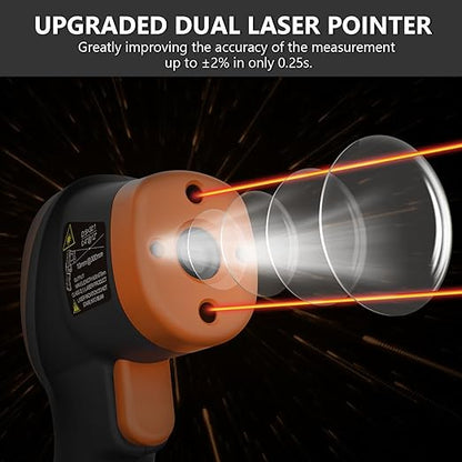 HOLDPEAK Pyrometer D:S=30:1, High Temp Infrared Thermometer -58℉~2732℉, Non-Contact Industrial Laser Thermometer Gun, Digital IR Temperature Gauge HP-2732 (NOT for Human)