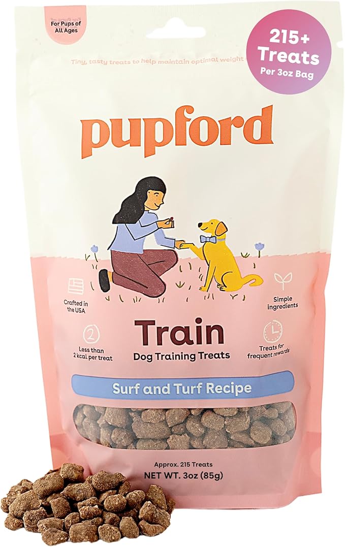 Pupford Freeze Dried Training Treats for Dogs & Puppies, 215+ Six Ingredient Bites (Surf & Turf, 3 oz)