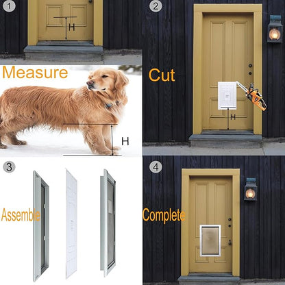 Extra Large Dog Door, Aluminum Frame Pet Door 17.5" x 27.7", Weatherproof Dog Door with Automatic Closing Magnetic Flap and Lockable Sliding Panel Easy Install on Interior Exterior Door