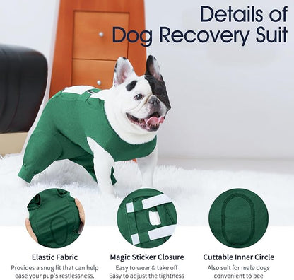 IECOii Pet Surgery Recovery Suit,Breathable Dog Bodysuit E-Collar & Cone Alternative Surgical Suit After Spayed/Neutered Wear,Recovery Suit for Dogs Male Female Sleeve to Prevent Licking,XL-Green
