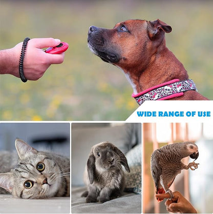 OYEFLY Dog Training Clicker with Wrist Strap Durable Lightweight Easy to Use, Pet Training Clicker for Cats Puppy Birds Horses. Perfect for Behavioral Training 2-Pack (Red and Blue)