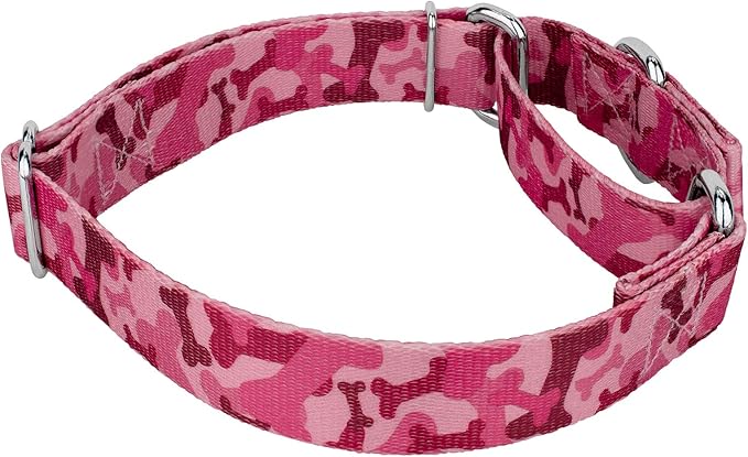 Country Brook Petz - Pink Bone Camo Martingale Dog Collar and Leash - Camouflage Collection Featuring Rugged Designs (5/8 Inch, Small)