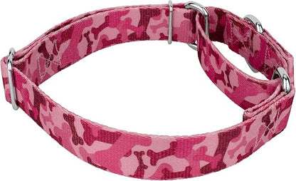 Country Brook Petz - Pink Bone Camo Martingale Dog Collar and Leash - Camouflage Collection Featuring Rugged Designs (5/8 Inch, Small)