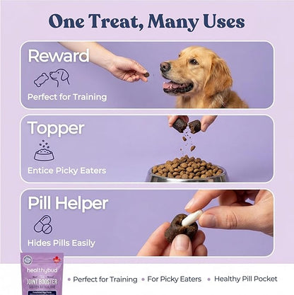 healthybud Hip and Joint Dog Treats - Soft Beef Liver Bites for Dogs of All Ages - 4.6oz