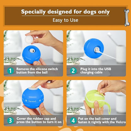 PetDroid Interactive Dog Toys Dog Ball,[Newly Upgraded] Durable Motion Activated Automatic Rolling Ball Toys for/Small/Medium/Large Dogs,USB Rechargeable (Blue)