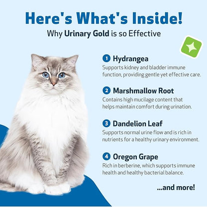 Pet Wellbeing Urinary Gold for Cats - Vet-Formulated Multi-Herb Urinary Tract Support - Feline Bladder Health & Urinary System Wellness - Holistic Cat Supplement - Liquid Formula 2 oz (59ml)