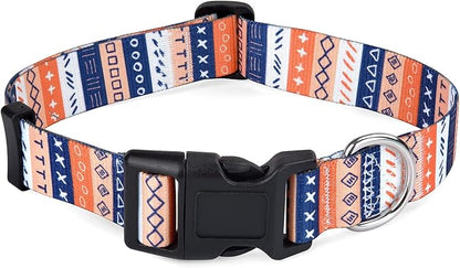 Mihqy Dog Collar with Bohemia Floral Tribal Geometric Patterns - Soft Ethnic Style Collar Adjustable for Small Medium Large Dogs(Simple Symbols,XS)
