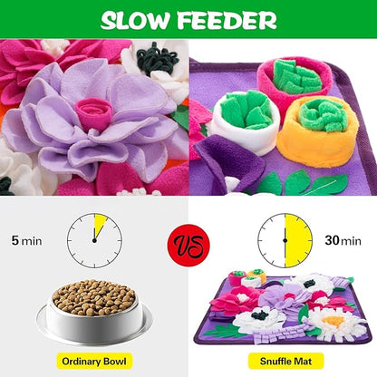 Snuffle Mat for Dogs,Dog Feeding Mat Sniff Mat Interactive Dog Puzzle Mat for Training and Stress Relief Encourages Natural Foraging Skills (Purple)