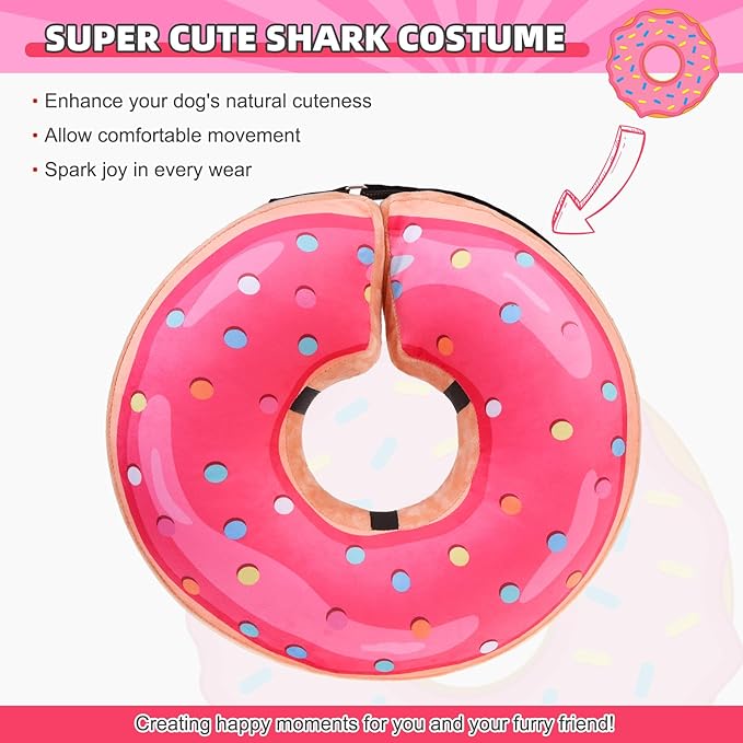 KOOLTAIL Inflatable Dog Cone Collar, Soft Donut E Collar for Dogs After Surgery to Stop Licking Enhanced Alternative, Blow Up Pet Neck Pillow Recovery Adjustable Cone for Dog Cat, Upgrade Size,Donut M