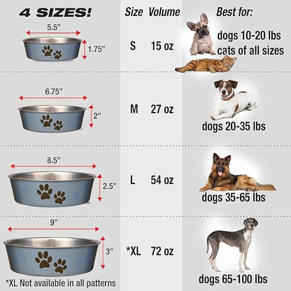 Loving Pets Bella Dog Bowls- Stainless Steel Dog & Cat Bowls - Spill Proof Dog Food Bowl, Cat Bowl, Puppy Essentials & Pet Supplies Great for Home & Travel (Medium 20-35 lbs, Blueberry)