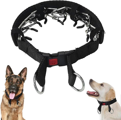 Dog Training Collar, Stainless Steel with Soft Rubber Cap, Adjustable with Quick Release Buckle (S)
