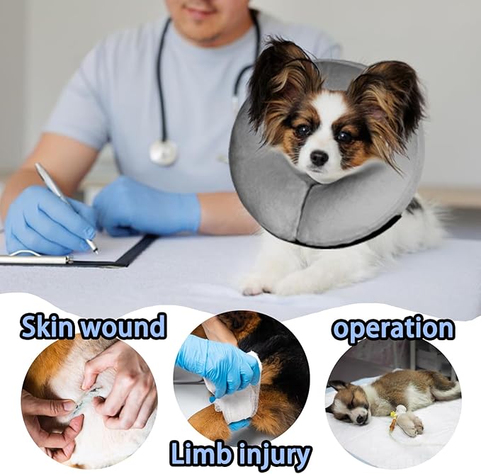 Inflatable Dog Cone Collar After Surgery, Soft Dog Neck Donut Collar, Blow up Donut E-Collar for Small Medium Large Dogs and Cats, Dogs Recovery Cone Alternative