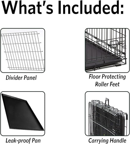 MidWest Homes for Pets 48-Inch LifeStages Crate for Extra-Large Breeds, 90-110 lbs, Single Door Folding Dog Crate with Divider Panel, Leak-Proof Tray & Secure Latch, Heavy-Duty & Easy to Assemble