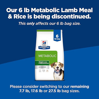 Hill's Prescription Diet Metabolic Weight Management Dry Dog Food, Lamb Meal & Rice, 6 lb. Bag