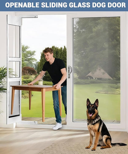 96 inch XL Dog Door for Sliding Glass Door - Left Amout from Inside, Adjustable Height: 96.38-96 in, Extra Large Flap: 14.75”(W) x 24”(H)