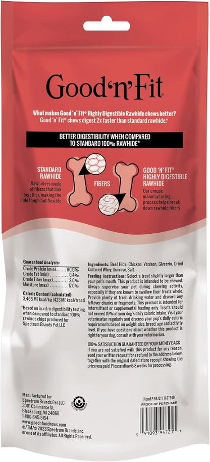 Good ‘n’ Fit Rolls Made with Real Venison, 2 Large Rolls, Treat Your Dog to a Long-Lasting and Highly Digestible Rawhide Chew