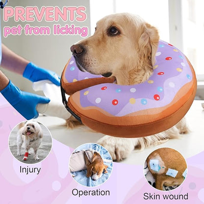 BEAUTYZOO Dog Cone Alternative After Surgery for Large Medium Small Dogs, Soft Inflatable Cone Collar for Dogs Cats, Dog Neck Donut E Collar Dog Recovery Collar to Stop Licking, Purple Donut, XL
