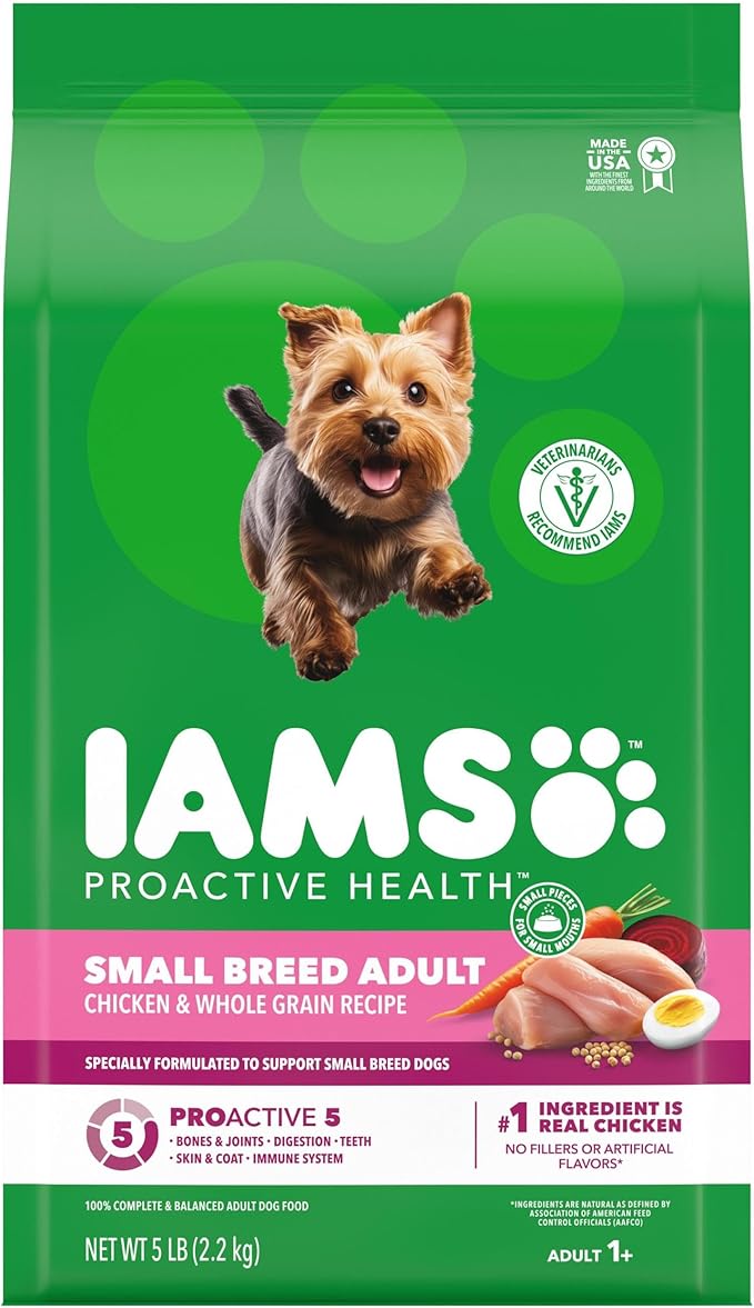 IAMS Proactive Health Small Breed Adult Dry Dog Food Chicken & Whole Grain Recipe, 5 lb. Bag