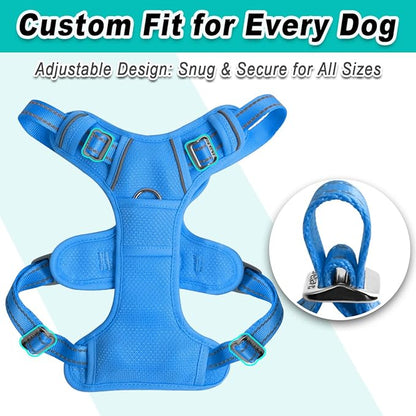 BARKBAY Dog Harness No Pull Mesh for Large Dogs - Adjustable, Reflective, Comfortable, No Choke, Heavy-Duty - Perfect for Outdoor Training, Walking, and Hiking-Strong & Durable- XL & Blue Mesh
