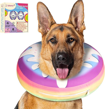 Inflatable Dog Cone Collar Alternative After Surgery, Donut Soft Neck Cone for Golden & German Shepherd Extra Large Dogs, etc, Protective Comfortable E Collar Recovery Cone Not Block Vision