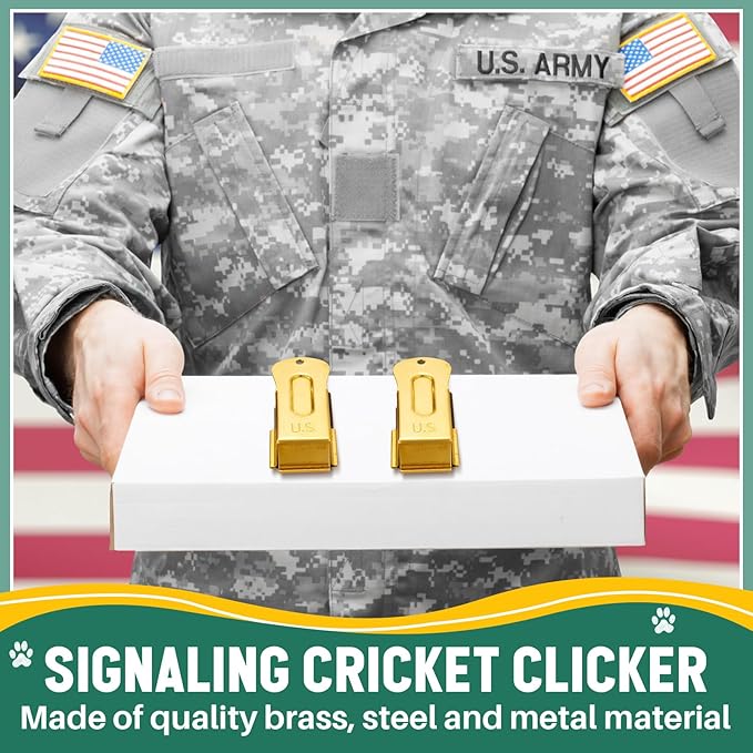 2 Pieces Brass Pet Training Clicker Signaling Cricket Clicker Metal Dog Clicker for Puppy Cats Trainer Pet Owners(Gold)