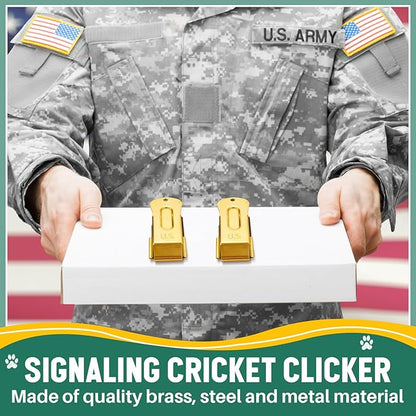 2 Pieces Brass Pet Training Clicker Signaling Cricket Clicker Metal Dog Clicker for Puppy Cats Trainer Pet Owners(Gold)