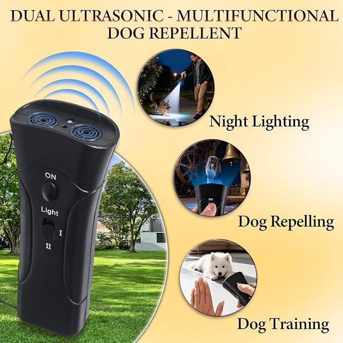 Anti Barking Device for Dogs, Ultrasonic Dog Bark Deterrent & Trainer - Stop Excessive Barking, Pet Training Tool with LED Light, Sonic Emitter for Puppies & Dogs Behavior Training