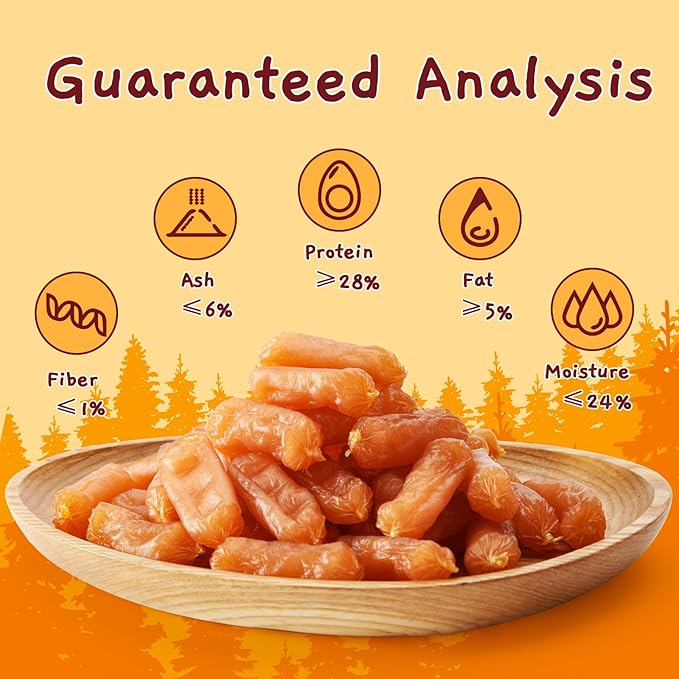 Jungle Calling Soft Chicken Sausage Dog Treats, Slow Roasted Tender Chicken Jerky for Small & Medium Dogs, Grain-Free High Protein Dog Training Treats, Easy to Chew, 10.6 oz