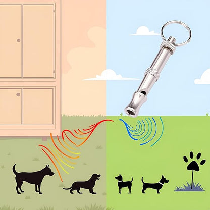 2Pcs Silver Adjustable Ultrasonic Dog Whistle,Portable Whistle Pet Whistle Supersonic Whistle Dog Whistles for Pet Training，Training and Behavior Aids，Dog Whistles
