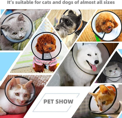 Plastic Pet Recovery Collars & Cones for Dogs and Cats After Surgery Adjustable Dog Neck Cone Surgical Elizabeth E-Collar Prevent Biting and Stop Licking Wound (M)
