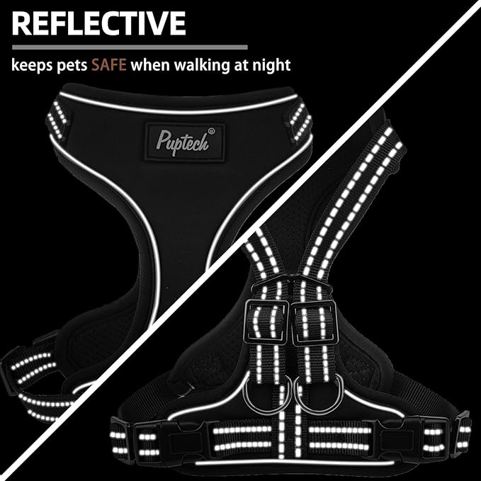 PUPTECK Dog Harness and Leash Set Medium Sized, Adjustable Reflective Escape Proof Puppy Vest, No Pull Walking Harness Easy Control