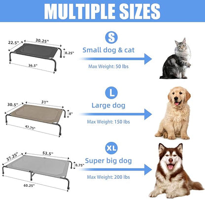 Simple Trending Raised Dog Bed for Small Dogs, Waterproof Elevated Dog Cot, Outdoor Cooling Pet Bed, 36.5" x 22.5", Black