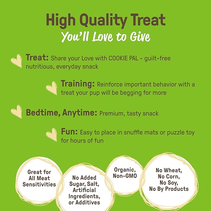 CookiePal Pumpkin Dog Treats with Chia, Human Grade USDA Organic Dog Training Treats, Crunchy Natural Puppy Training Biscuits, 10oz (Pk of 3)