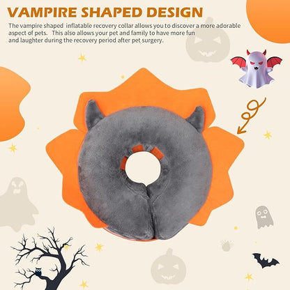 IEUUMLER Inflatable Recovery Dog Collar, Protective Donut Cone, Adjustable Soft Collar for Dog and Cat After Surgery Prevent from Biting & Scratching EU002 - Grey Demon L