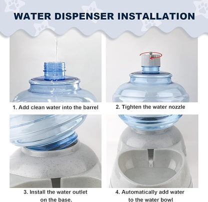 3 Gallon Large Dog Water Dispenser, Automatic Gravity Pet Waterer Station for Large Dogs and Multiple Pets, Indoor/Outdoor Dog Water Bowl with Anti-Slip Base, BPA-Free, Grey