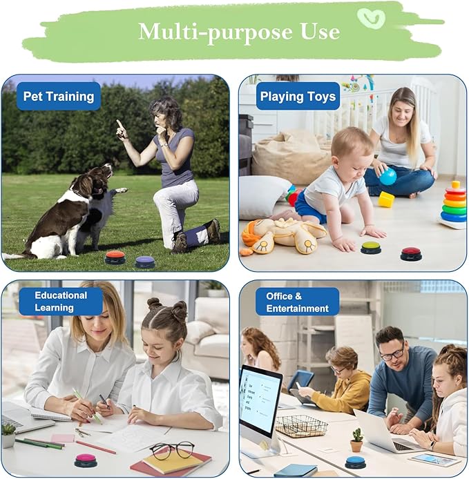 Gelabur Set of 6 Dog Buttons for Communication, Voice Recordable Buttons for Classroom, Dog Training Talking Buttons Starter Set, Pet Easy Speaking Buttons Tools