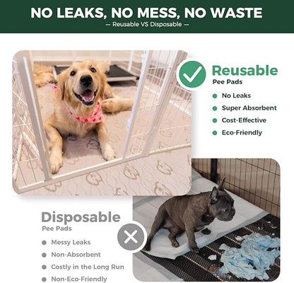 FXW Washable Pee Pads for Dogs, Leak-Proof & Non-Slip, Specifically Designed for FXW Rollick/Homeplus 32/40/45inch 6 Panels Dog Playpen, 35" Hexagon, Khaki, 2 Packs