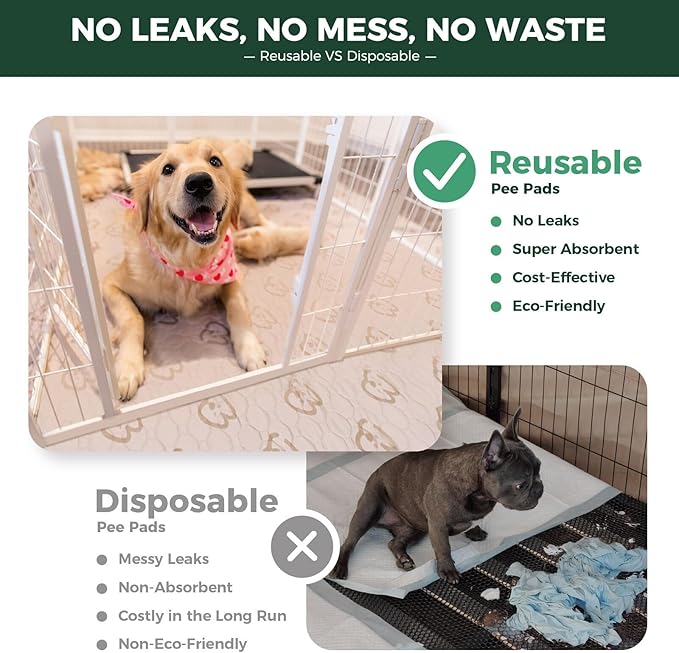 FXW Washable Pee Pads for Dogs, Puppy Pads with Super Absorbent, Specifically Designed for FXW Rollick/Homeplus 32/40/45inch 8 Panels Dog Playpen, 71" Square, Khaki, 1 Pack